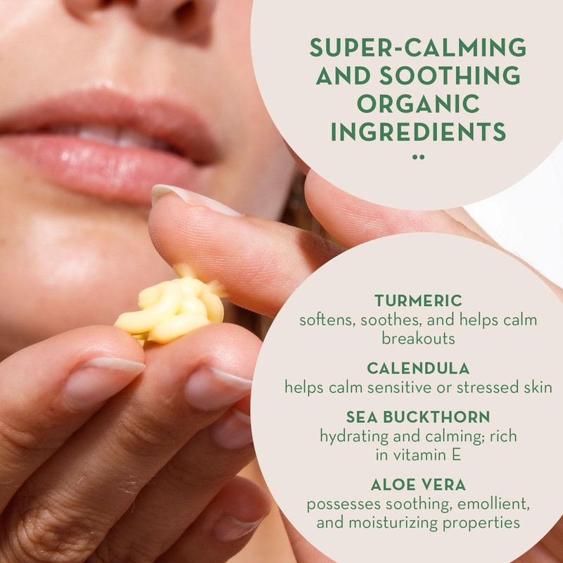Soothing Face Moisturizer - Calming Balm for Sensitive, Dry, Aging Skin | Vegan Formula (2 Fl Oz)