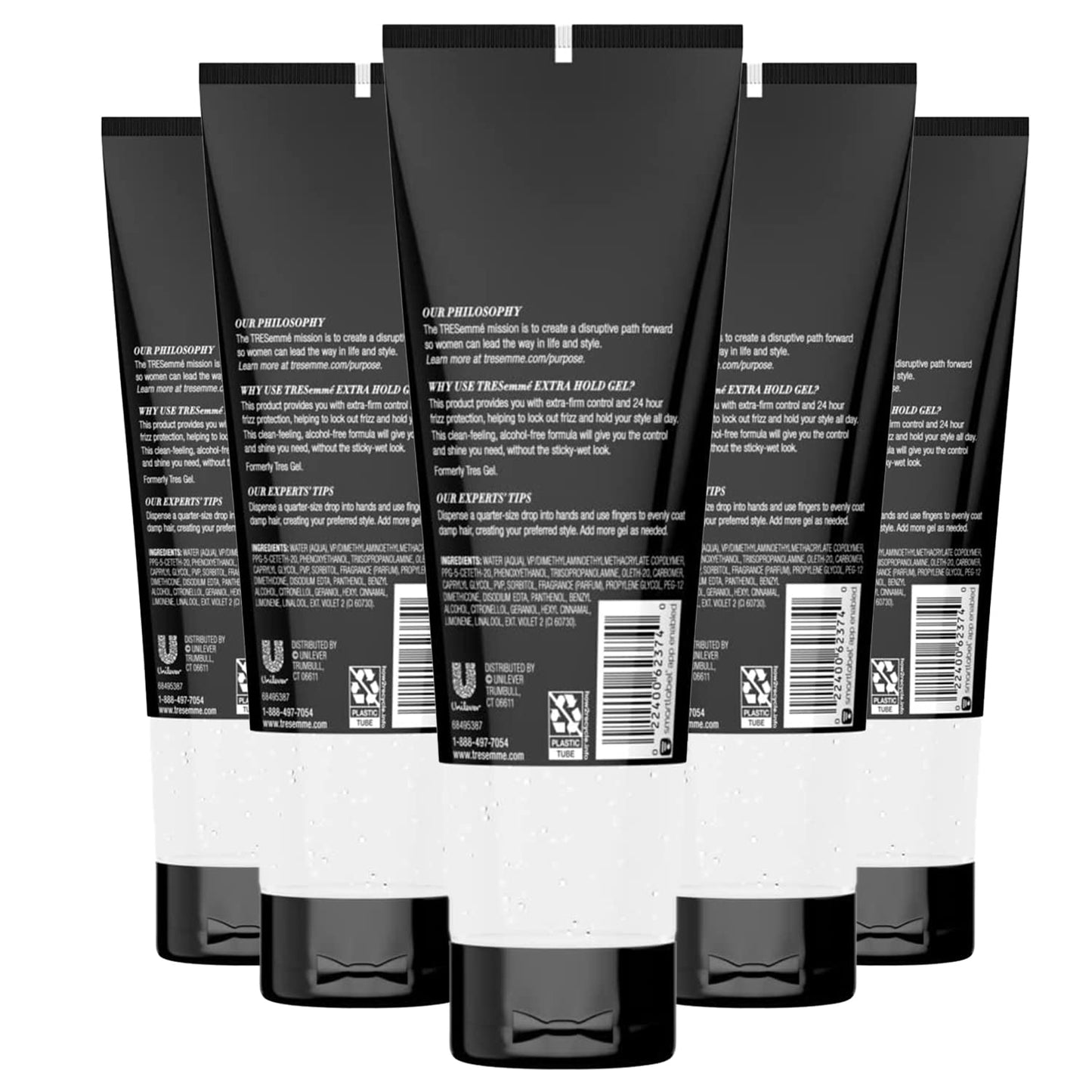 TRESemmé Hair Gel - Extra Hold Styling Gel with Vitamin B | 9 Oz. Tubes (5-Pack) for Frizz Control & Volume