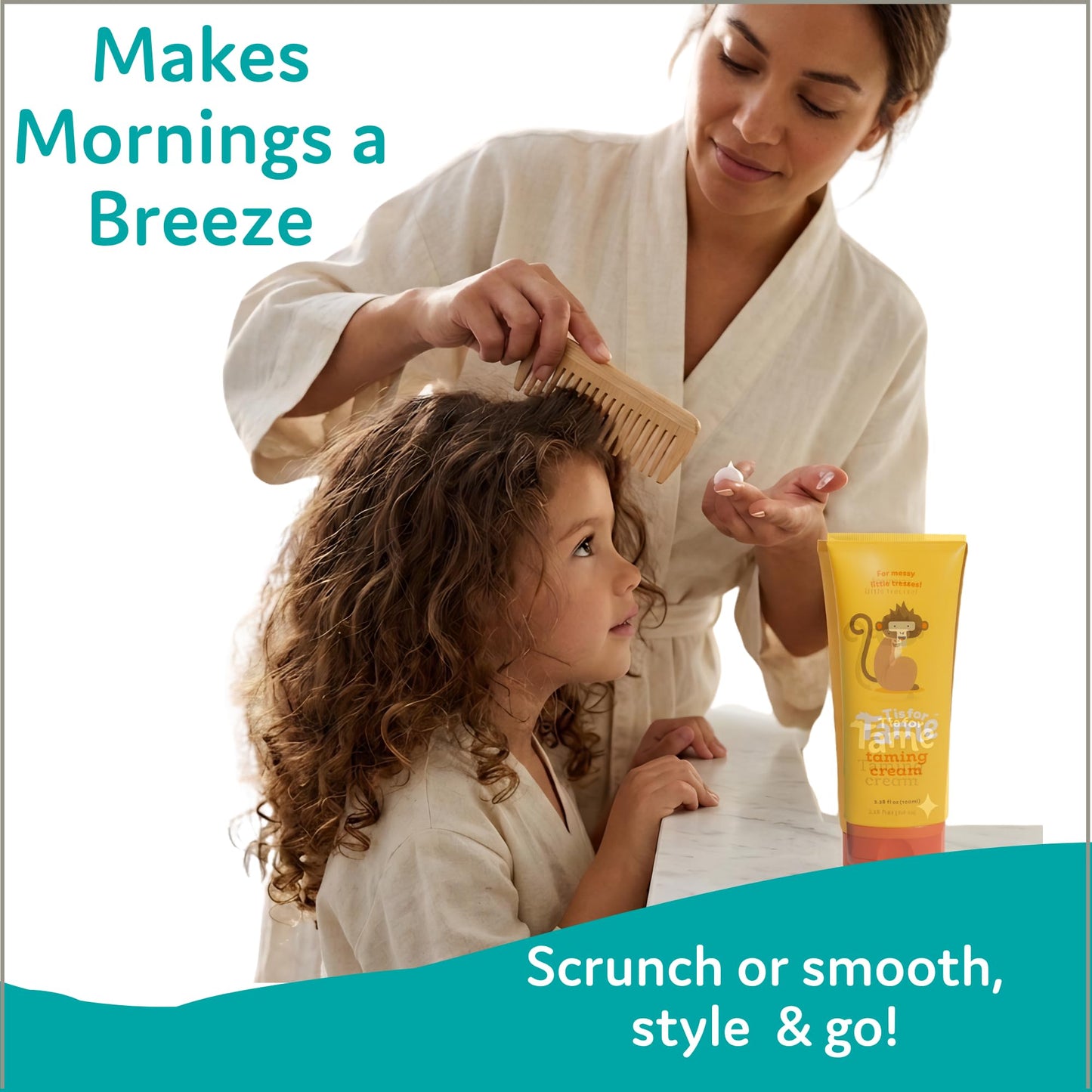 T is for Tame Kids Hair Taming Cream, 2-pack, for Frizz, Flyaways & Bedhead