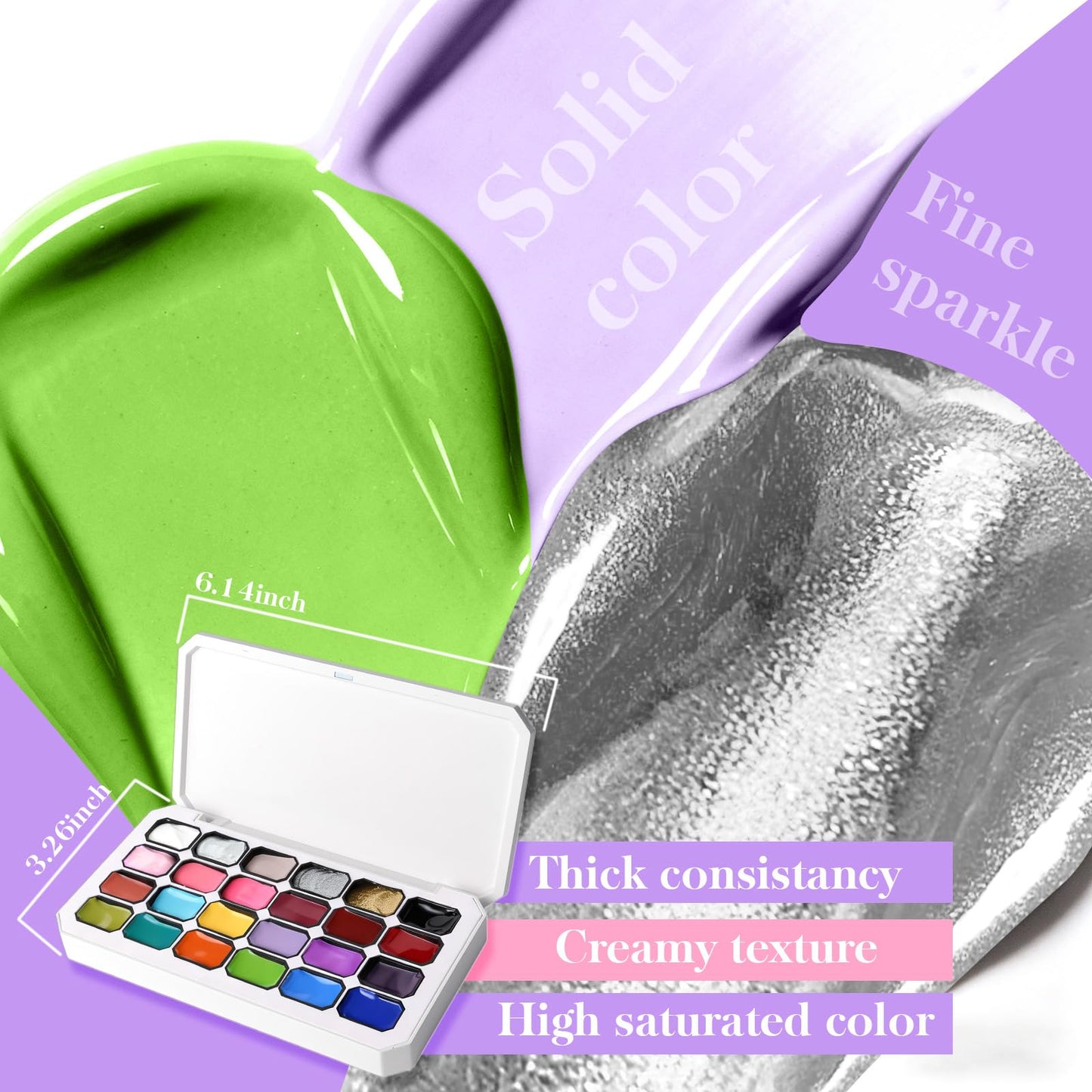 U-Shinein 24 Colors Gradient Nail Gel Palette, Hema＆TPO Free Bright Glitter Gold&Silver Pearlescent Ombre Gel Nail for Pigment Painting Pat Nails Gel, Perfect with Salon Pro DIY Home Nail Art (A)