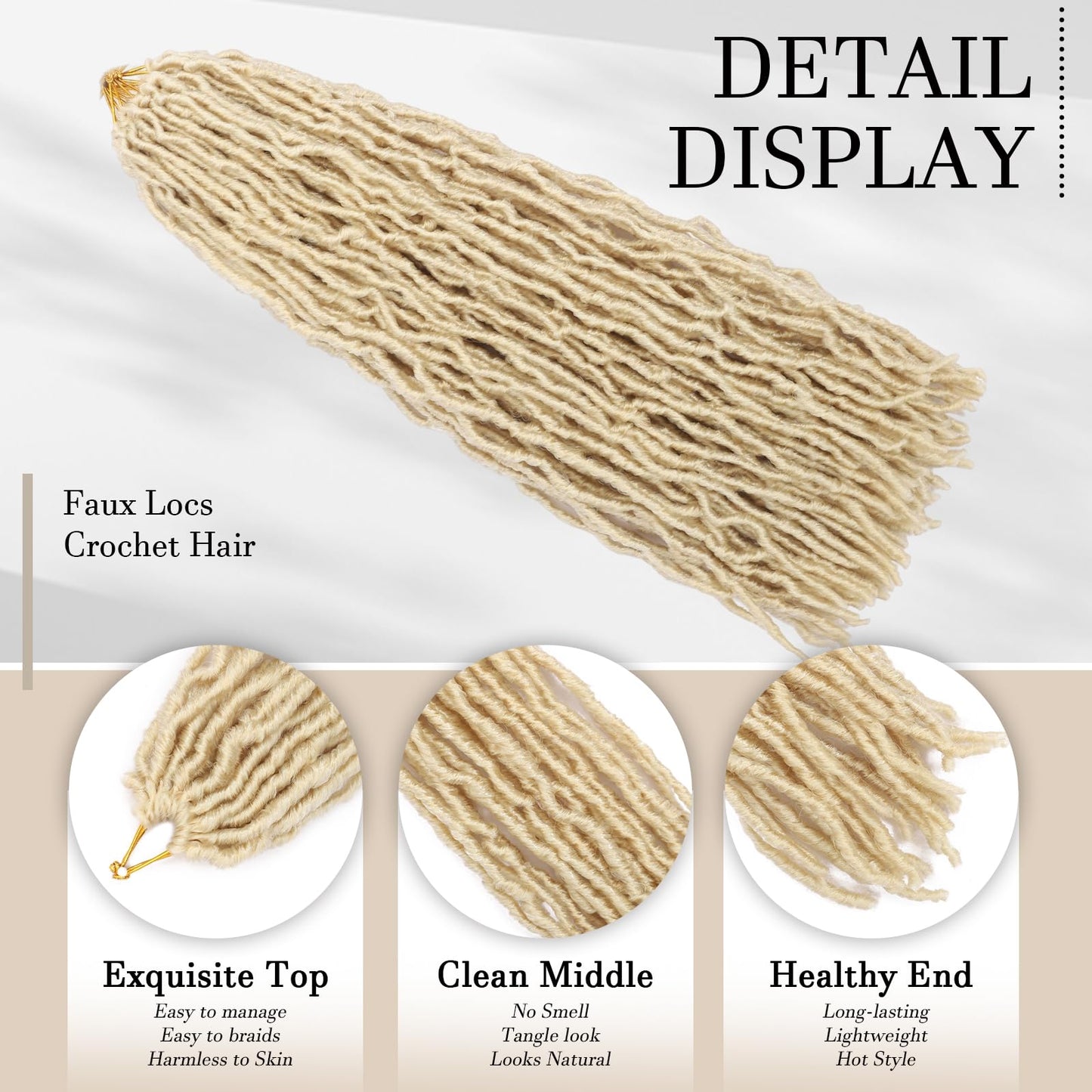 DACAI XIU Faux Locs Crochet Hair 7 Packs Soft Locs Crochet Hair Pre Looped Goddess Locs Dreadlocs Synthetic Hair For Black Women (613#, 30 Inch (Pack of 7))