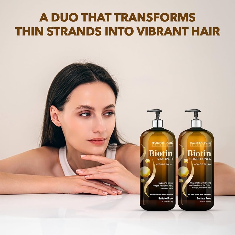 Biotin Shampoo and Conditioner Set - DHT Blocker Complex for Healthy Hair | 16 fl oz Each, Sulfate Free