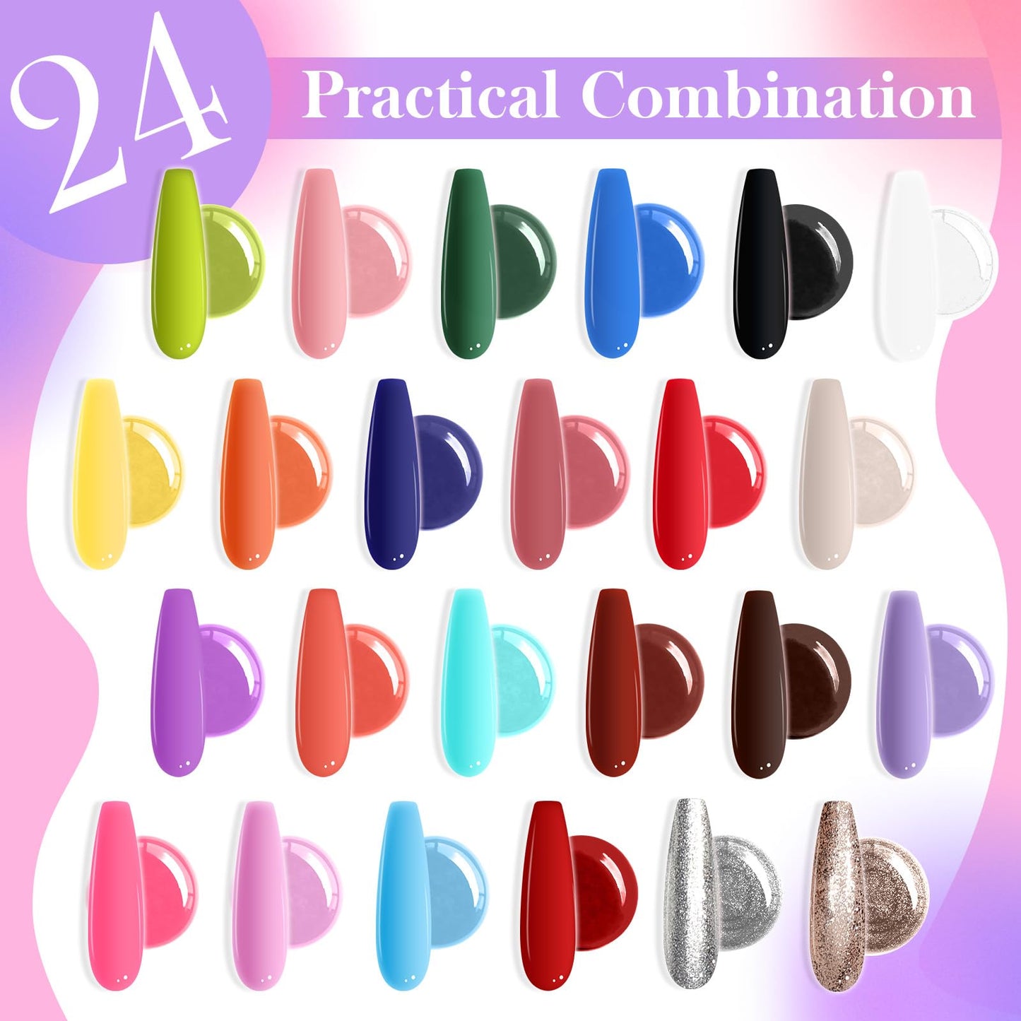 U-Shinein 24 Colors Gradient Nail Gel Palette,Hema&TPO Free,Ombre Gel Nail