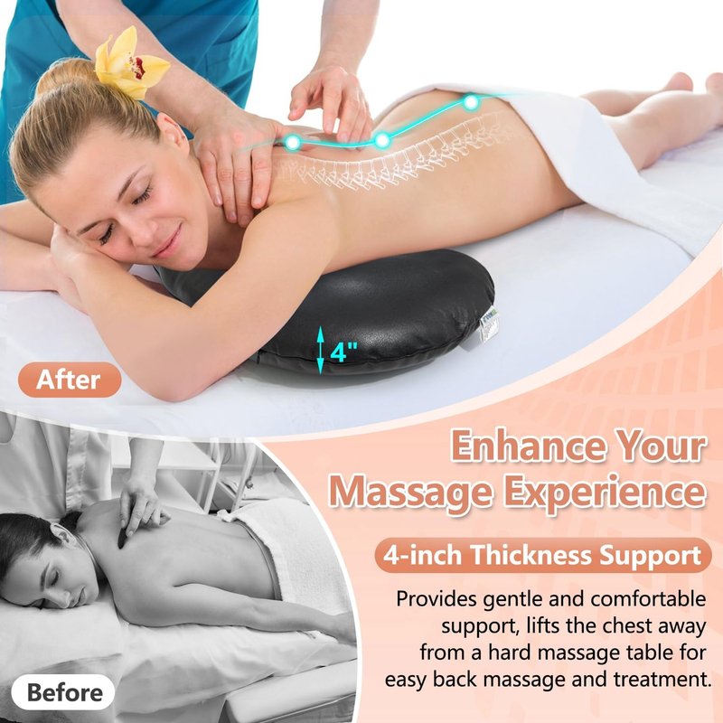 Breast Support Pillow for Massage Tables - Faux Leather Bolster Wedge | Post-Surgery Comfort