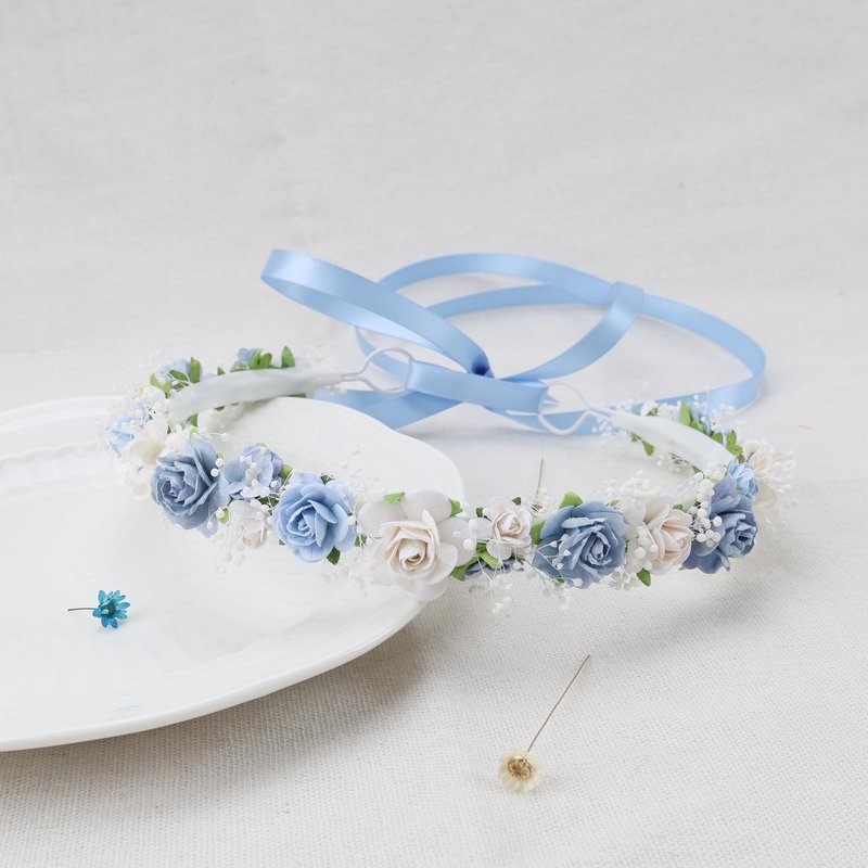 PoshMyra Flower Girl Crown with Baby's Breath Headpiece Floral Hair Wreath Rustic Wedding Hair Accessories Headband (Toddler)