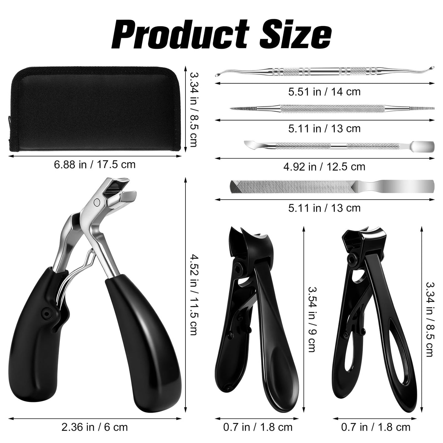 Toenail Clippers for Seniors Thick Toenails, 7-in-1 Ingrown Toe Nail Clippers, Professional Large Podiatrist Toenail Clippers Manicure Pedicure Kit for Men Women