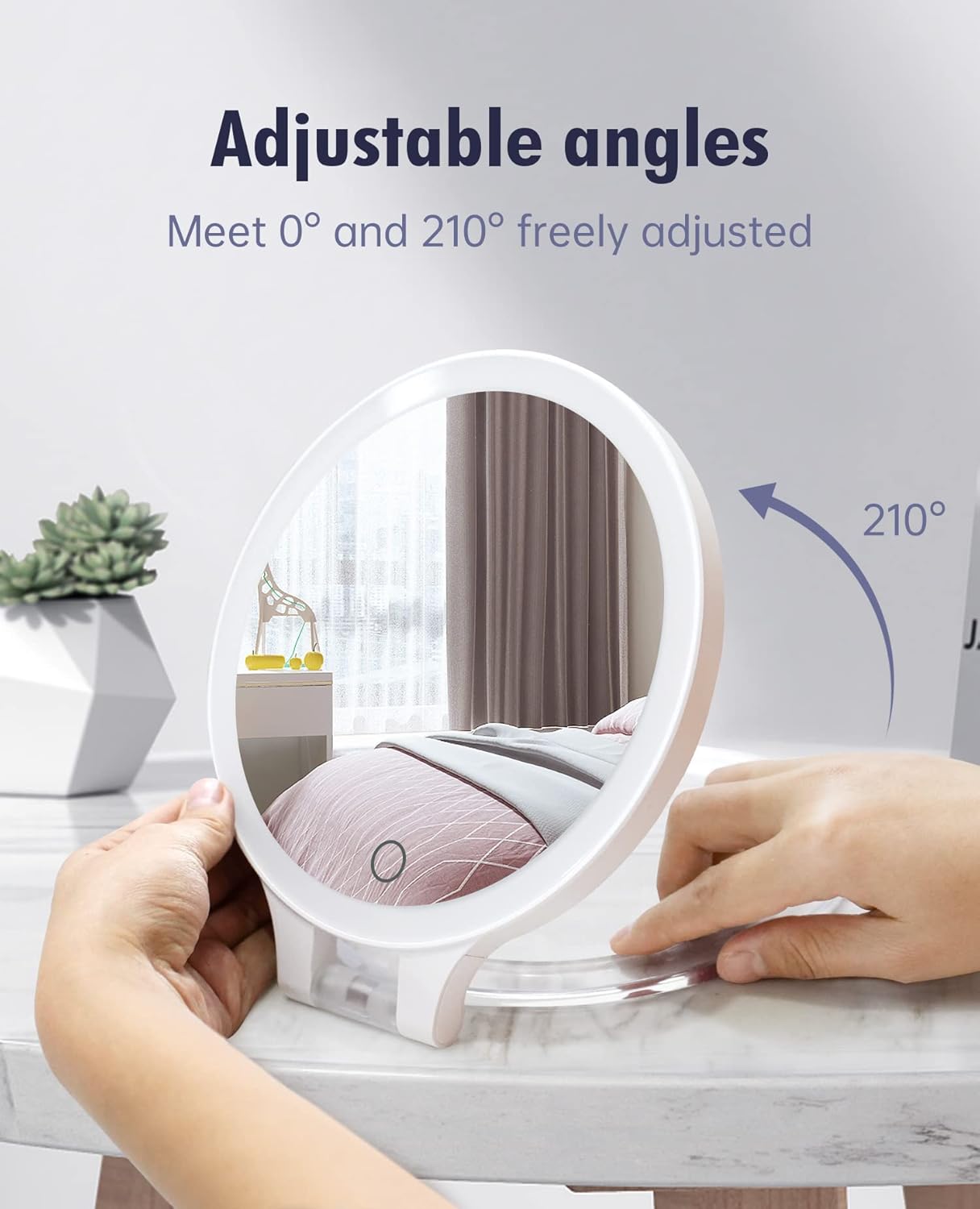 FASCINATE 30X 1X Double-Sided Magnifying Makeup Mirror - Rechargeable LED with 3 Color Lighting Modes | Adjustable Rotation