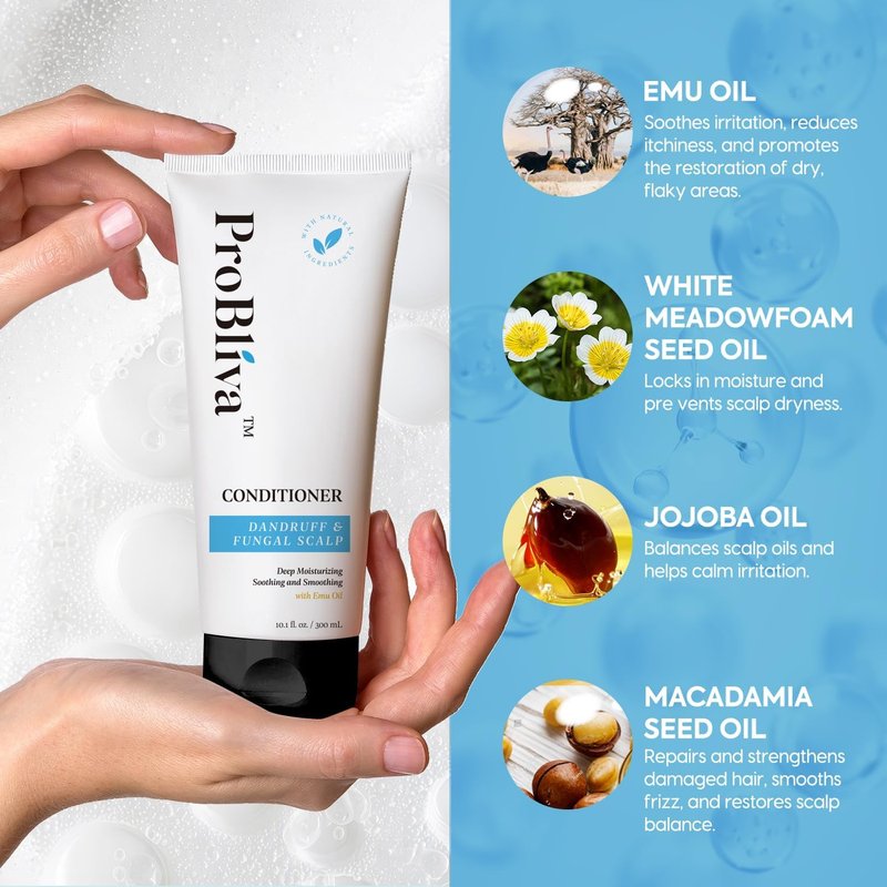 ProBliva Anti-fungal Shampoo & Conditioner Set: Supports Relief for Dry, Flaky Scalp & Itchy Bumps - Nourishing Oils for Thicker-Looking, Healthy Hair
