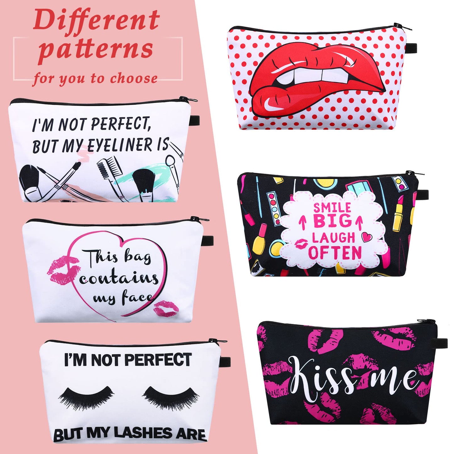 Sanwuta 12 Pieces Cosmetic Makeup Bags Printed Roomy Toiletry Waterproof Beauty Bag Organizer Pouches with Zipper Makeup Accessories for Women(Love Style)