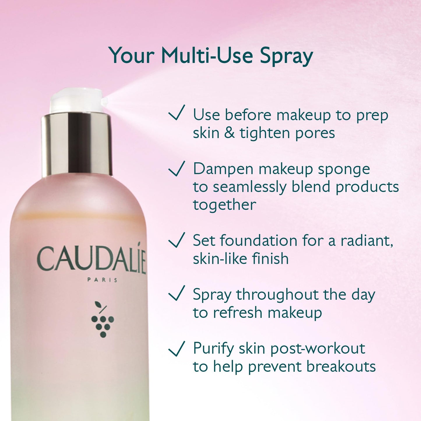 Caudalie Beauty Elixir Prep, Set Makeup, Glow Face Mist - 100 mL