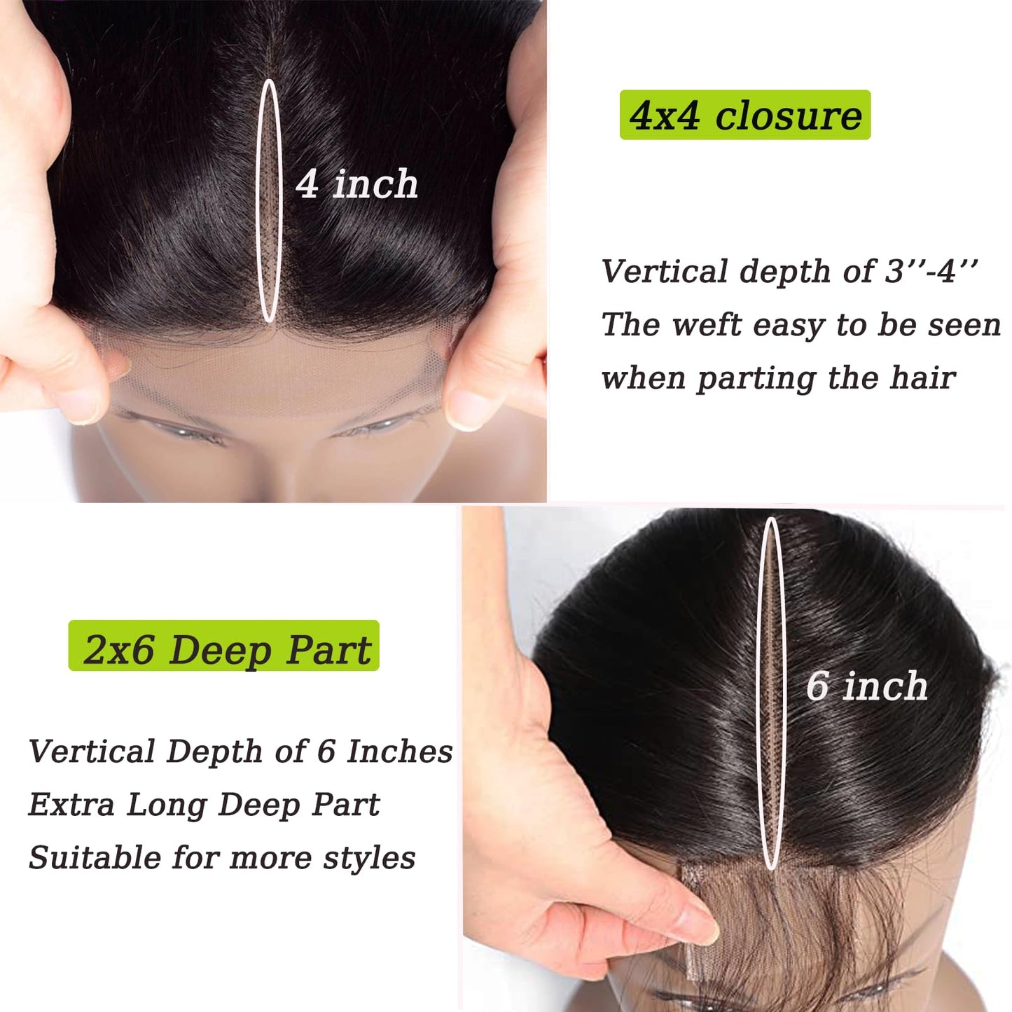 Deep Wave Closure 2x6 Human Hair Swiss Lace-Closure Deep Wave Brazilian Remy Human Hair Wavy 2 By 6 Closure With Baby Hair 14 Inch