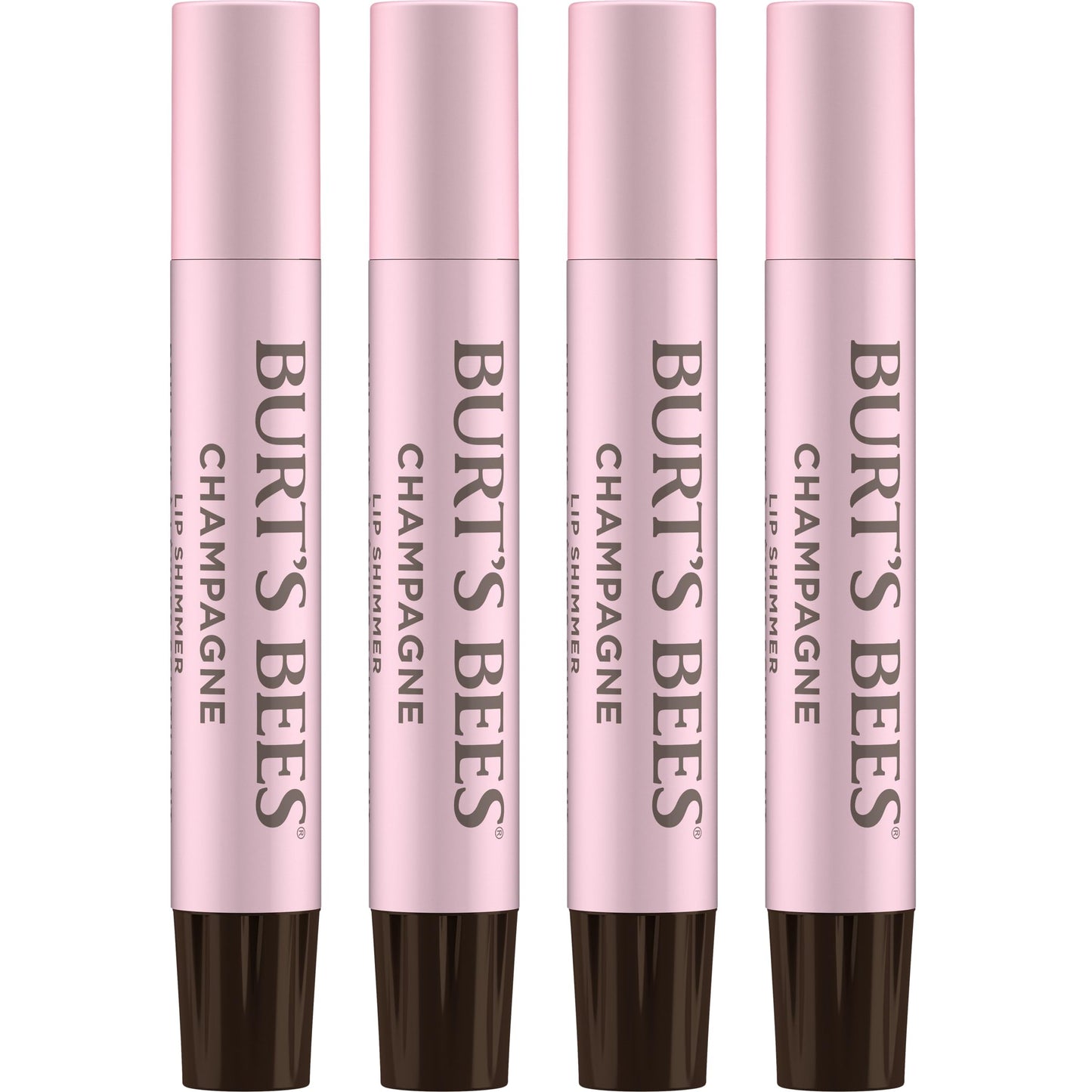 Burt's Bees Shimmer Lip Tint Set, Mothers Day Gifts, Tinted Lip Balm Stick, Moisturizing for All Day Hydration with Natural Origin Glowy Pigmented Finish & Buildable Color, Champagne (4-Pack)