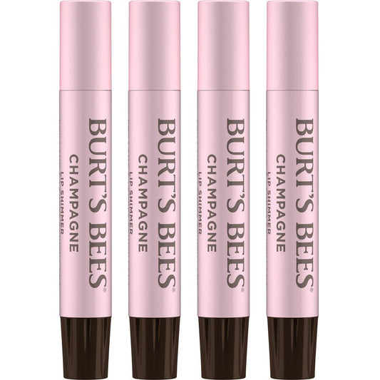 Burt's Bees Shimmer Lip Tint Set, Mothers Day Gifts, Tinted Lip Balm Stick, Moisturizing for All Day Hydration with Natural Origin Glowy Pigmented Finish & Buildable Color, Champagne (4-Pack)