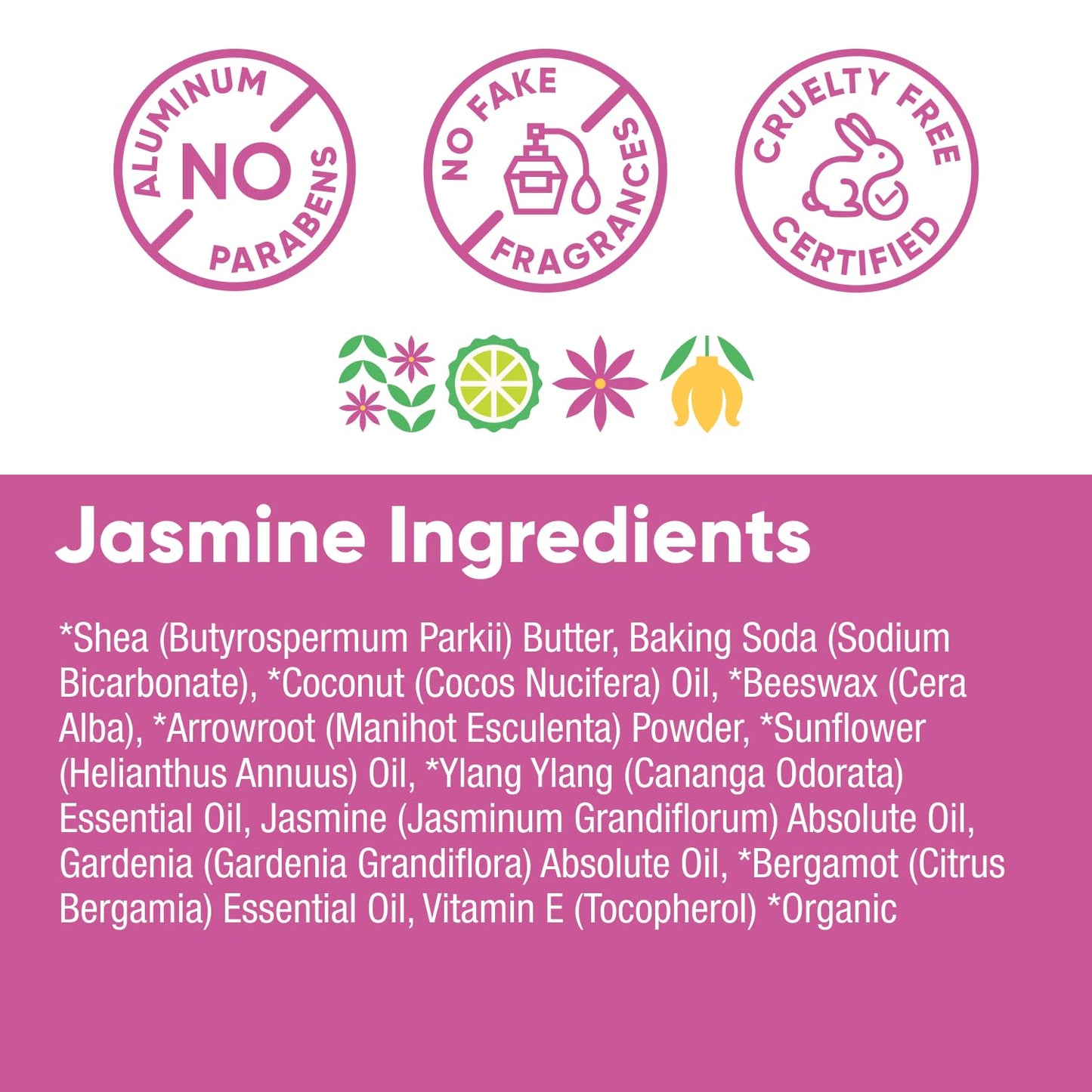 Pretty Frank Natural Aluminum-Free Deodorant Stick, Jasmine (1-Pack) | All-Day Odor Control for Women & Men | Effective, Skin Soothing Formula with Safe, Organic Ingredients and Essential Oils