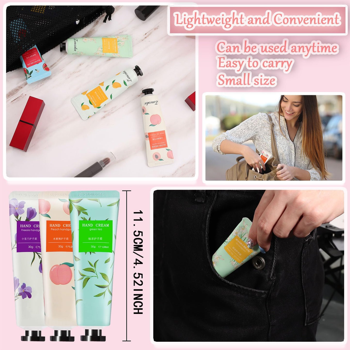 Loccmat 30 Pack Hand Cream Gift Set,Hand Lotion for Dry Cracked Hands,Moisturizing Hand Care Cream with Natural Plant Fruit Scented,Mini Hand Lotion Travel Size Bulk(Chinese and English language)
