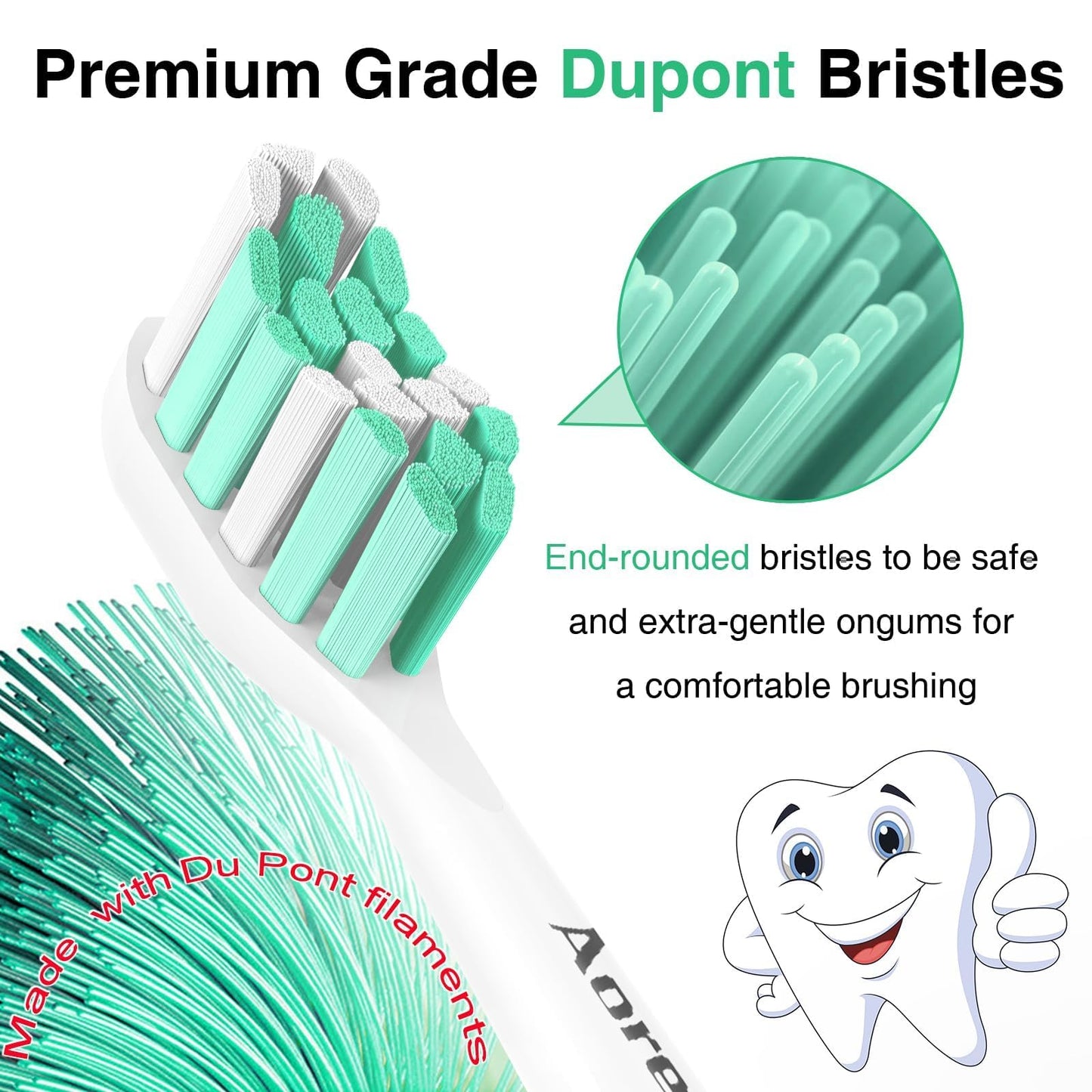Aoremon Toothbrush Replacement Heads for Philips Sonicare C2 Plaque Control, 10 PCS Compatible with Philips Sonicare Click-on Electric Toothbrush Handles, Medium Firm Dupont Bristles