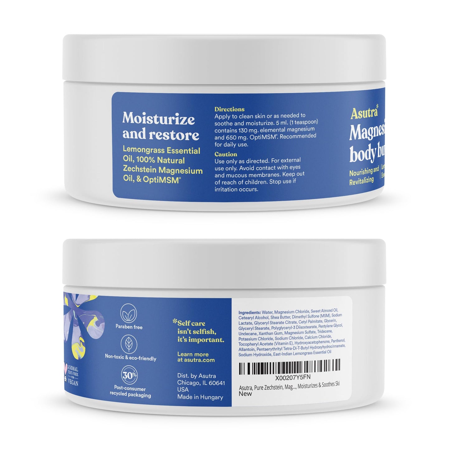 ASUTRA Bundle Set, 2 Products - 1 Topical Magnesium Chloride Oil Spray and 1 Magnesium Body Butter Lotion