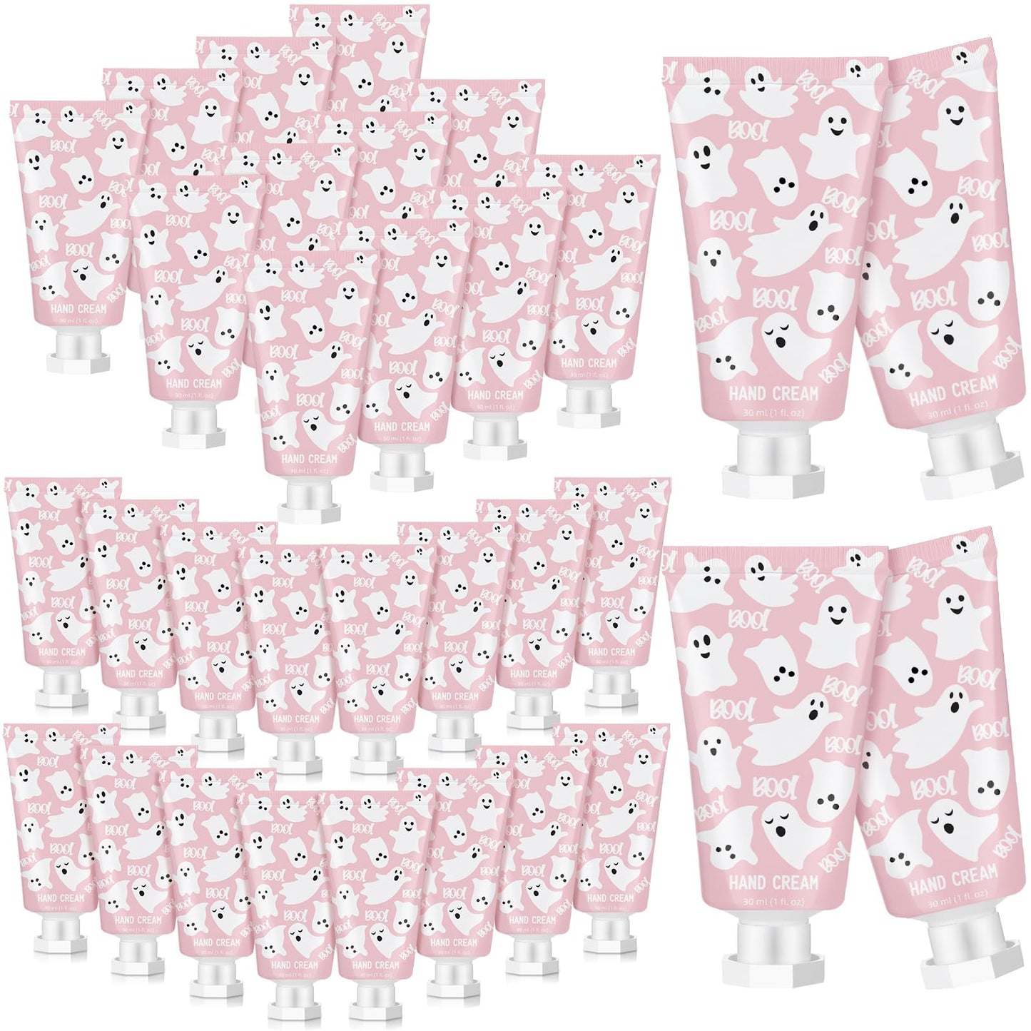 Heigble 48 Sets Pink Ghost Boo Hand Cream Gifts Bulk Halloween Hand Cream Travel Lotion Size Baby Shower Party Gifts Favors Pink Ghost Halloween Birthday Party Supplies for Guest