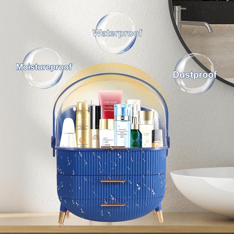 Egg Shape Makeup Storage Box - Portable Vanity Cosmetics Organizer for Countertop | Preppy Design