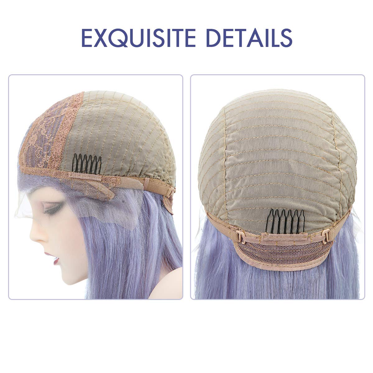 Lace Front Bob Wigs Human Hair Colored Straight Hair Lace Closure Wigs 150% Density Natural Pre Plucked Hairline with Baby Hair Bleached Knots 14 Inch (Violet)
