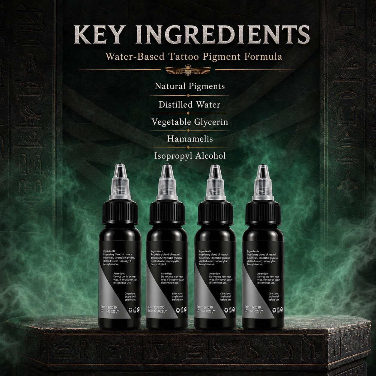 Mummy USA Custom Whitewash Tattoo Ink Set, 4 Bottles, 1oz Each
