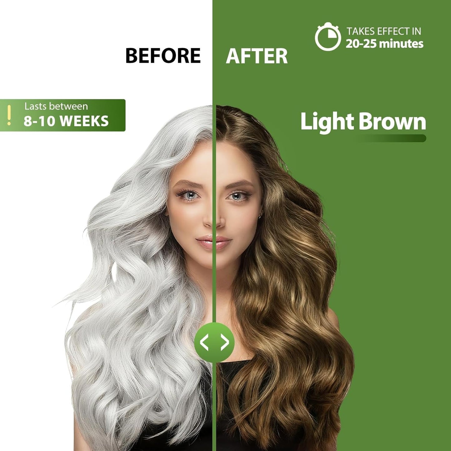 Light Brown Hair Dye Shampoo - 100% Gray Coverage, Argan Oil & Ginseng, Ammonia-Free | Long-Lasting Semi-Permanent Color for Men & Women