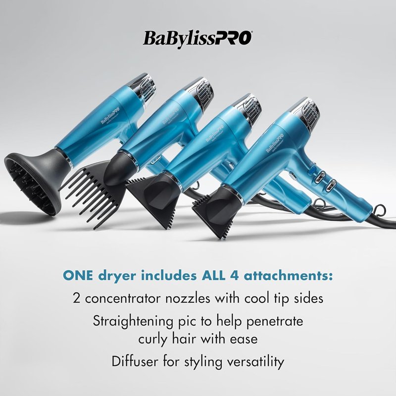 BabylissPRO Nano Titanium Hair Dryer - 1875W Professional Blow Dryer | Lightweight Ionic Technology for Faster, Frizz-Free Drying