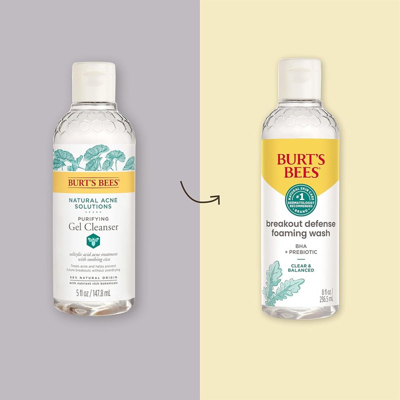 Burt's Bees Foaming Face Wash - BHA Breakout Defense Cleanser for All Skin Types | 8 Oz.