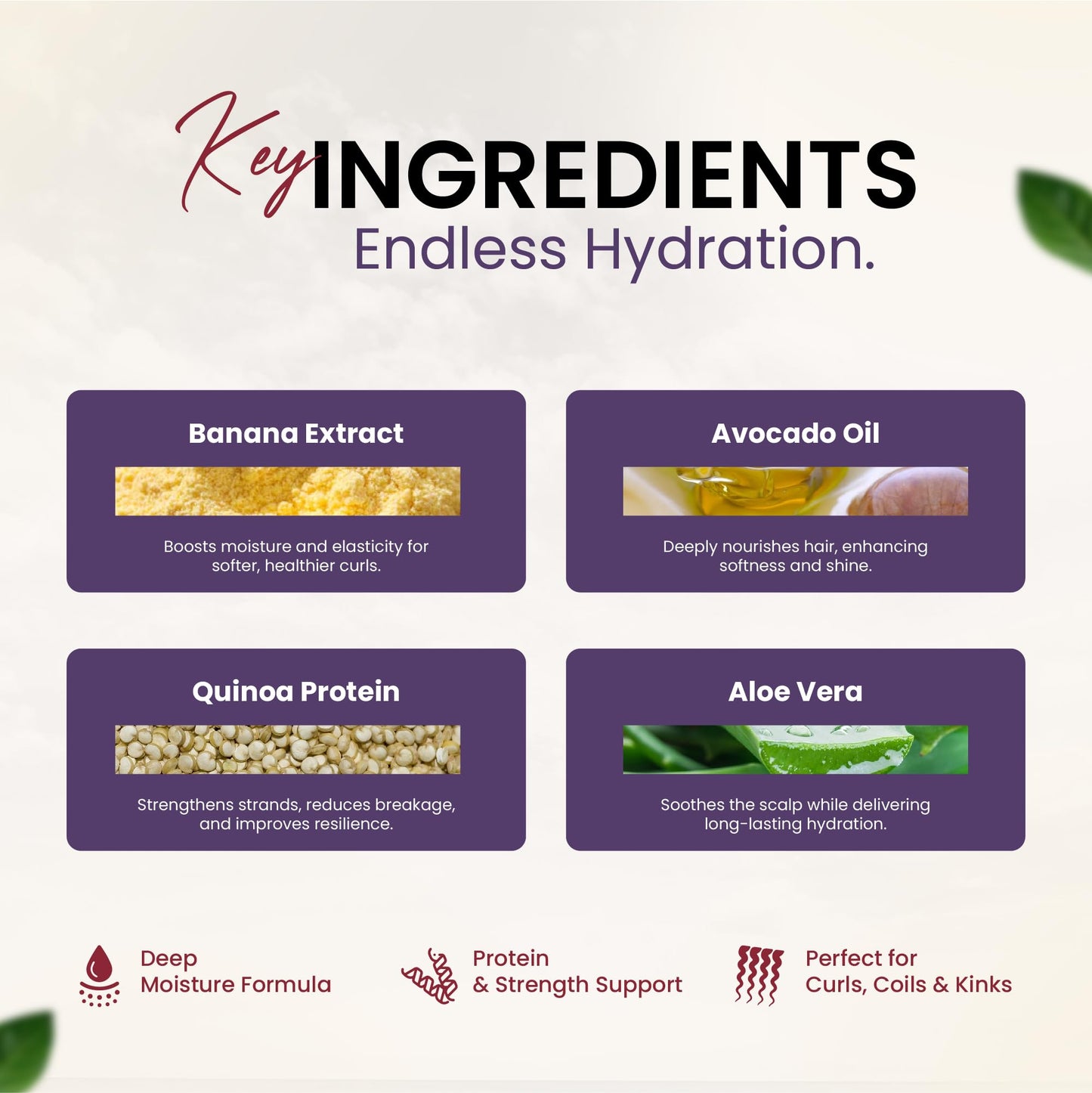 Fancy's Hair Innovation Hydration Restoration Conditioner, Deep Moisturizing, Protein-Enriched, For Curly Hair, Reduces Tangles & Breakage, With Banana Extract & Quinoa Protein