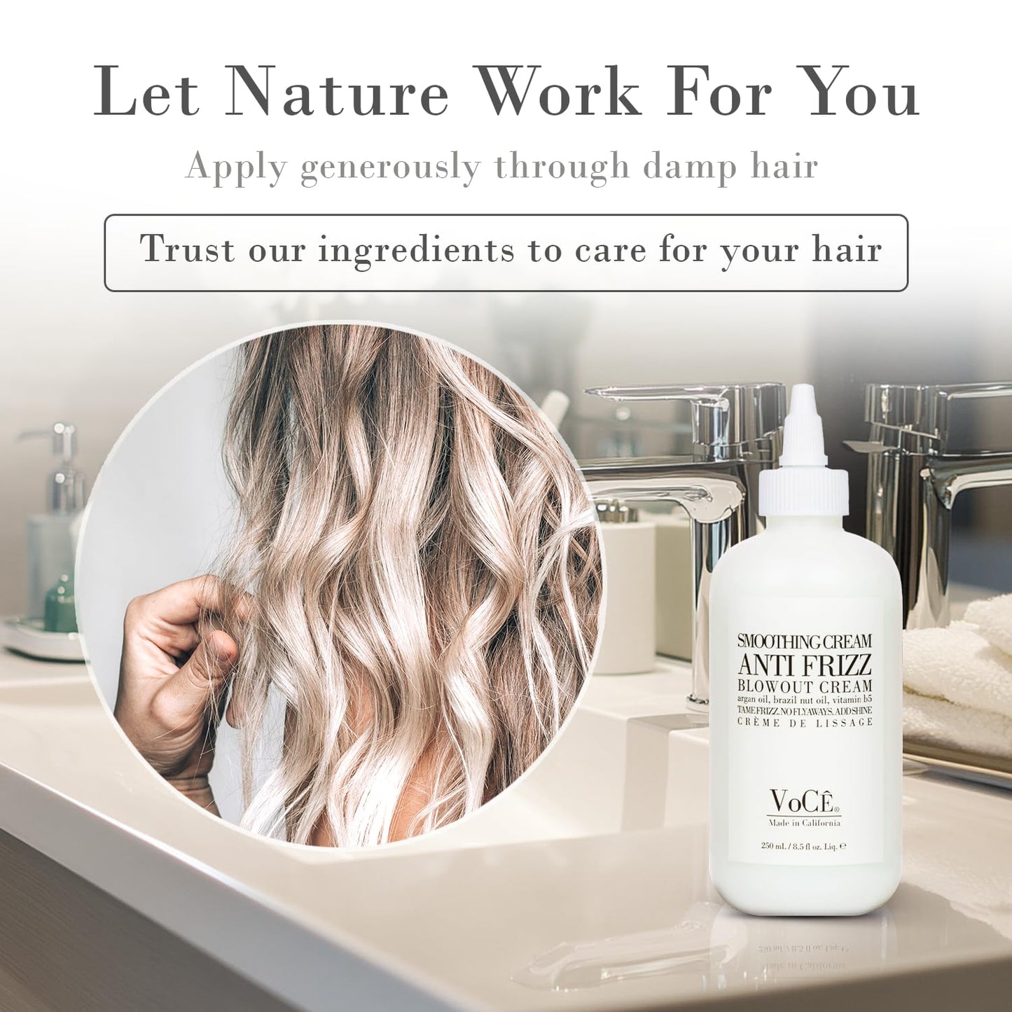 VoCÊ Haircare Natural Smoothing Blowout Cream | Anti-Frizz Cream 8.5oz