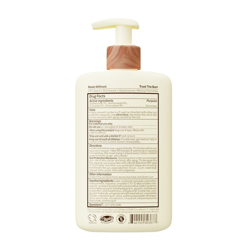 Sun Bum Daily SPF 50 Sunscreen Body Lotion - Broad Spectrum Moisturizing Sunscreen with Vitamin E - Vegan and Hawaii 104 Act Compliant (Without Octinoxate & Oxybenzone) - Dermatologist Tested - 8 oz