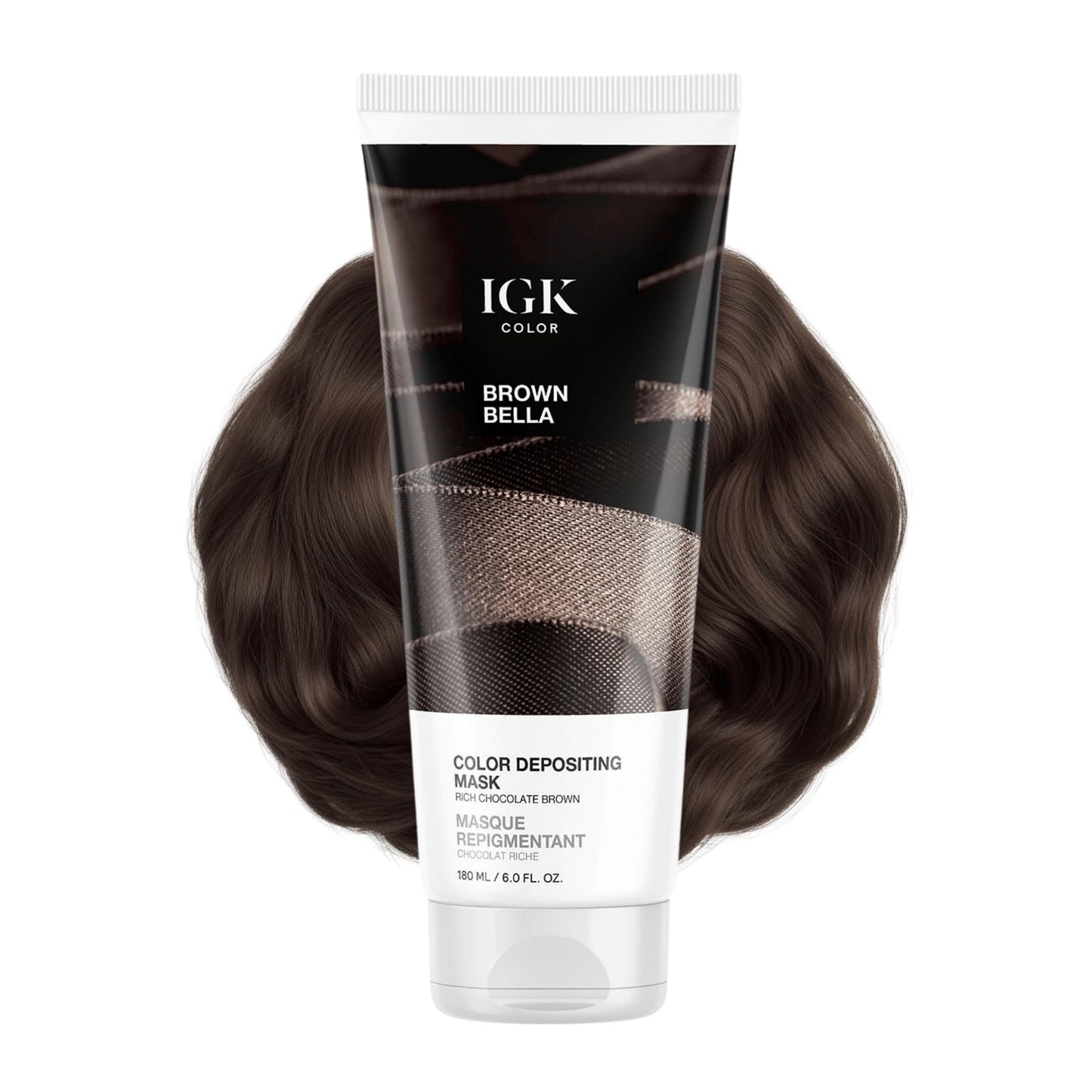 IGK Brown Bella | Chocolate Brown Hair Gloss + Color Depositing Mask | Boost Shine, Enhance Brunette Tones, Refresh Color | Semi Permanent Conditioning Treatment | Vegan | 6 oz