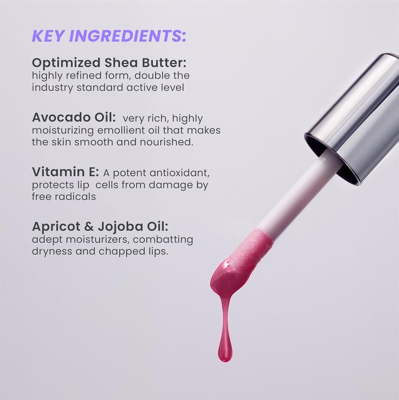 Wonderskin Tinted Lip Oil Rehab Serum - Hydrating, Non-Sticky Deep Red Tint for Dry Lips | Honey