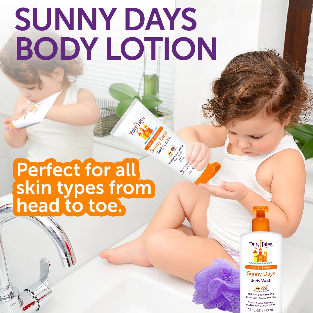 Fairy Tales Sun & Swim After Sun Lotion for Kids - Soothing After-Sun Care with Aloe & Coconut Oil - Hydrates & Nourishes Sun-Drenched Skin - 8 oz