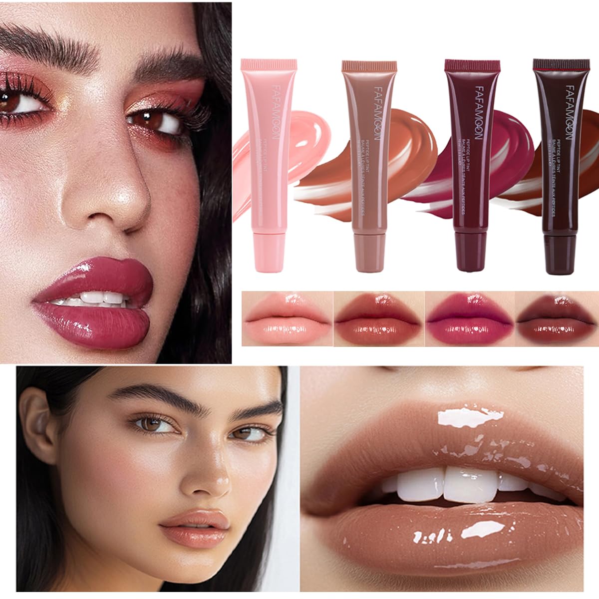 Baorder 4 Colors Hydrating Lip Gloss Set,Glitter Glossy Plumping Lip Glow Oil,High Shine Glass Finish Lip Jam,Shiny Jelly Liquid Lipstick For Women And Girls