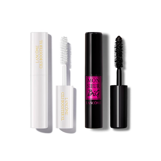 Lancôme Cils Booster XL Mascara Primer & Monsieur Big Volumizing Black Mascara Duo - Travel Size Set for Instant False Lash Effect & Big Volume