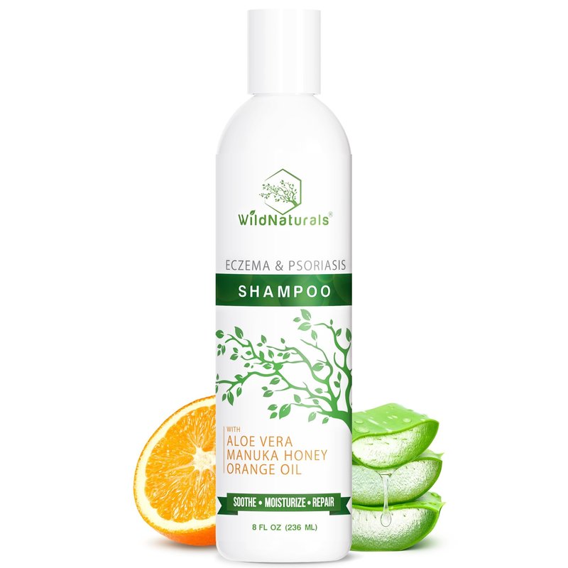 Wild Naturals Eczema & Psoriasis Shampoo – Anti-Dandruff Relief for Dry, Itchy Scalp – Hypoallergenic, Fragrance-Free Formula for Sensitive Scalp