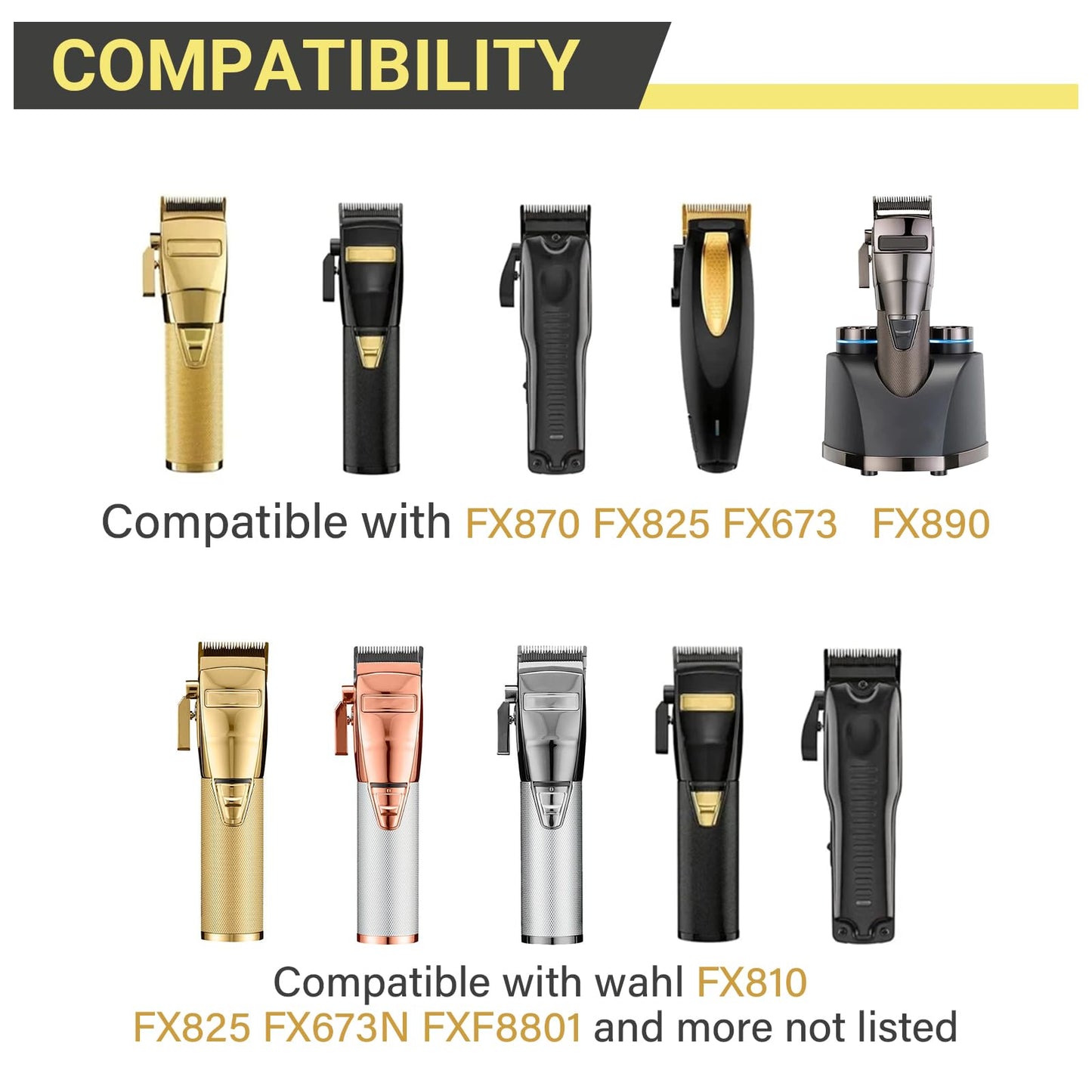8 Packs Clipper Guards Replacement for BaBylissPRO Barberology FX870, FX880, FX825, FX673,FX899 and FX890 Clippers, Trimmer Guards Cutting Length from 1/16'' to 3/4'', Black
