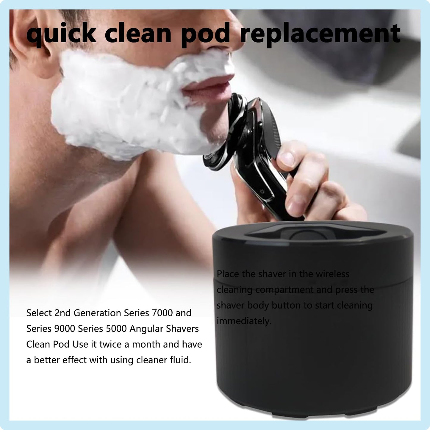 Replacement Quick Clean Pod Compatible with Philips Norelco Cleaning Pod,for Philips Norelco 2nd Generation Series 7000 and Series 9000 Series 5000 Angular polygon Shavers