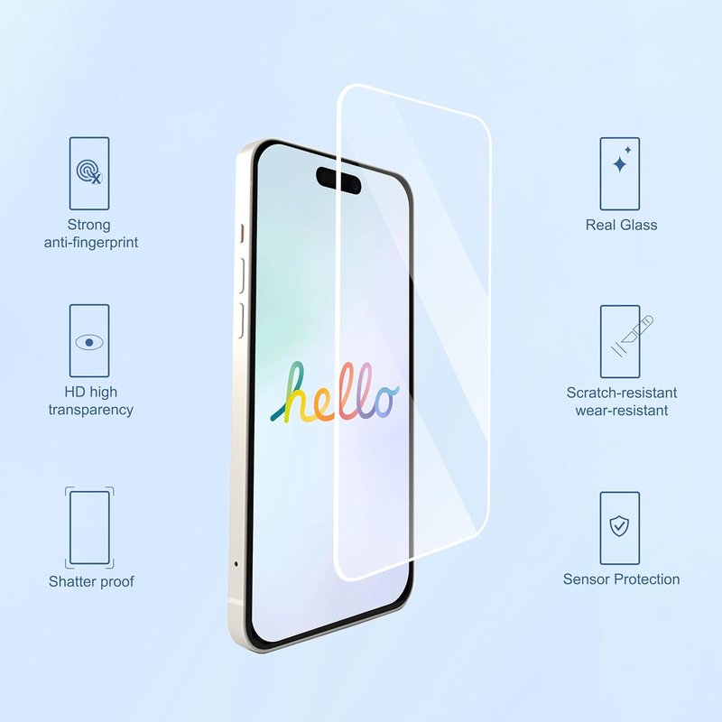 Ailun 3-Pack Tempered Glass Screen Protector for iPhone 17 Pro Max - 6.9 Inch, Installation Frame, Case Friendly