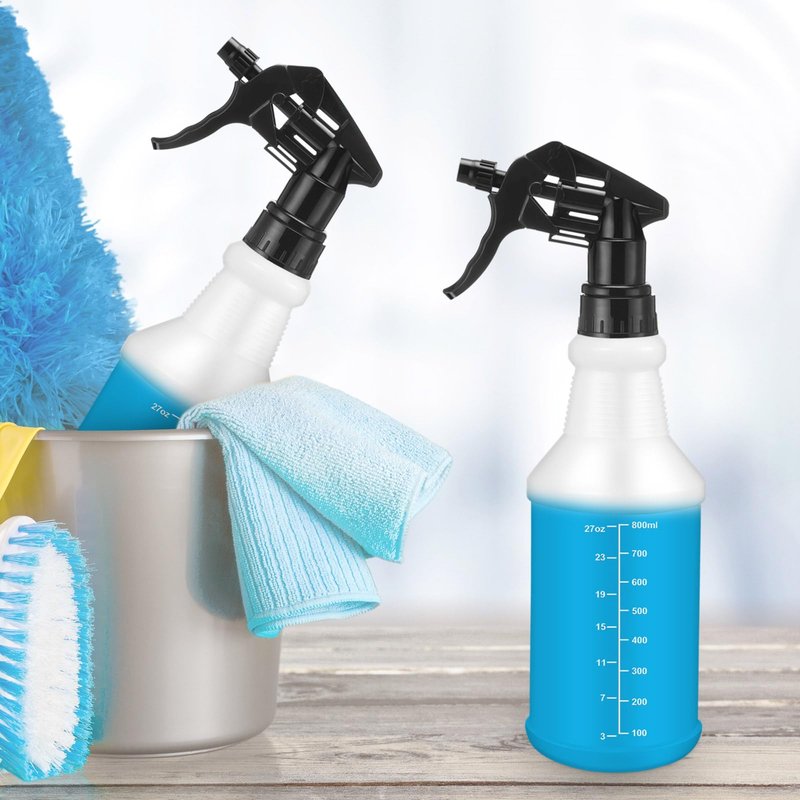 Gandeer 10 Pack Spray Bottles 16 oz Empty Water Spray Bottles for Cleaning Heavy Duty Refillable Squirt ‌container with Measurements Adjustable Nozzle for Household(Black,Stylish Style)