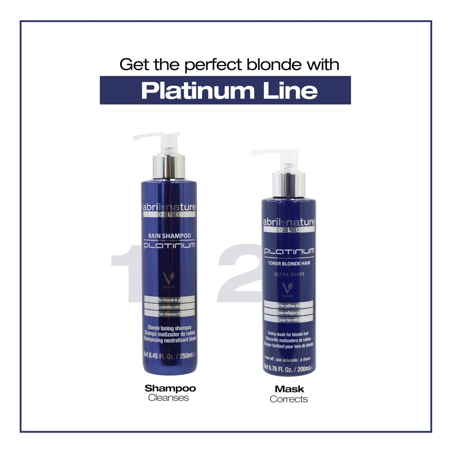 abril et nature - Platinum Professional Mask - For Blonde, Bleached, Highlighted, and/or Gray Hair - Violet Toner - Goodbye Yellow Tones - Platinum Appearance - 1000 ml