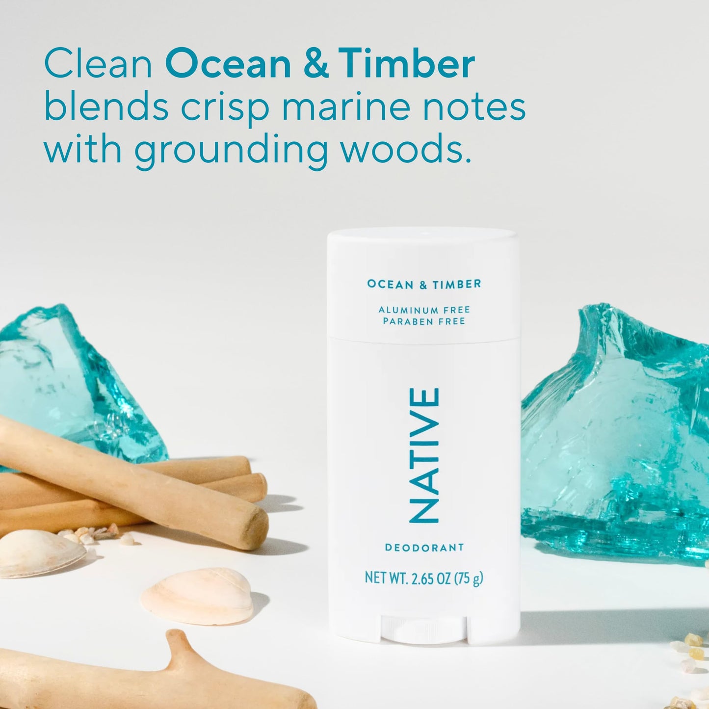 Native Deodorant Contains Naturally Derived Ingredients, 72 Hour Odor Control, Deodorant for Women and Men, Aluminum Free, Ocean & Timber 2.65oz
