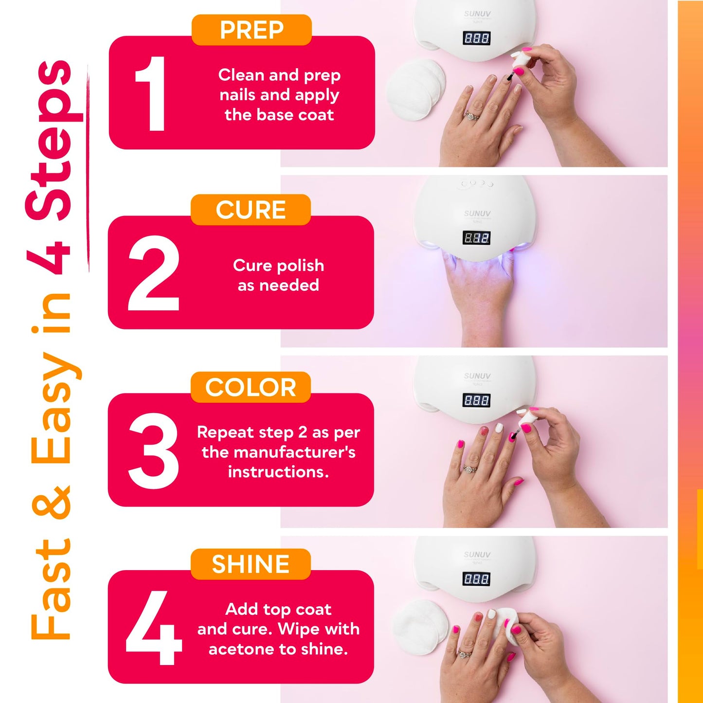 SUNUV UV LED Nail Lamp with 4PCS Cuticle Nippers, Cuticle Pusher with Nail File and Buffer Set, Professional Stainless Steel Durable Pedicure Manicure Nail Care Tools