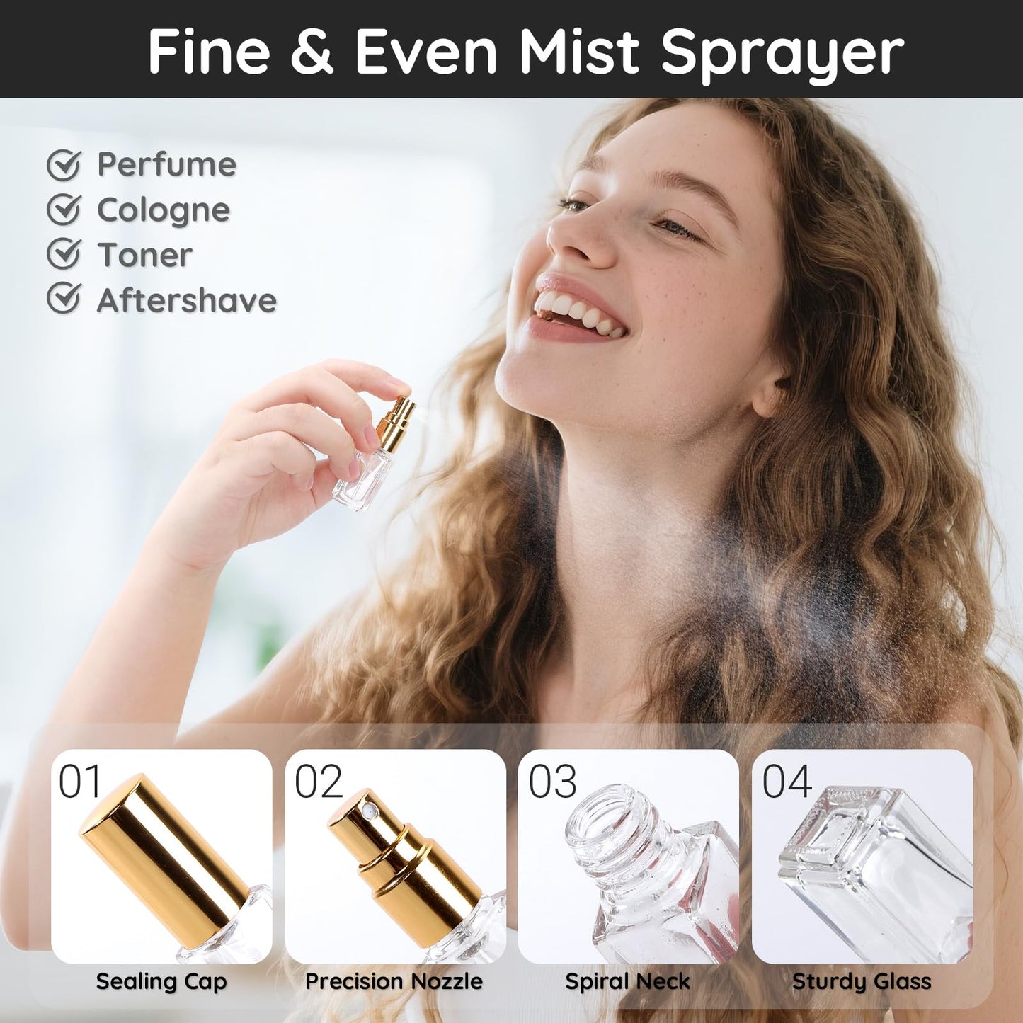 Segbeauty 60pcs 0.1oz Mini Atomizer Sprayer for Perfume, Small Travel Cologne Sprayer with Perfume Transfer Tool, 3ml Bulk Glass Cologne Atomizer Spray Bottle, Glass Travel Refill Bottles with Pump