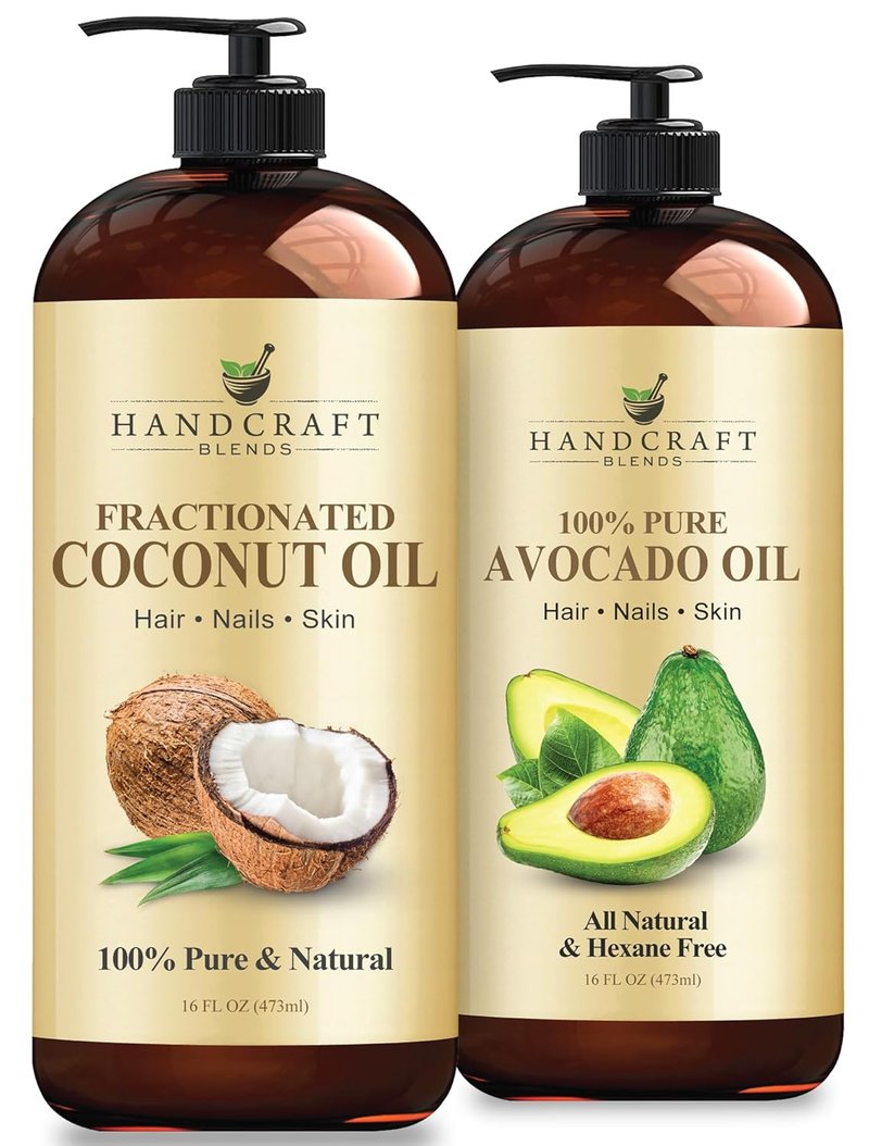 Deep Hydration Set | Avocado Oil & Coconut Oil | 100% Pure Carrier Oils for Dry Skin & Hair Masks - (2 x 16 Fl Oz)