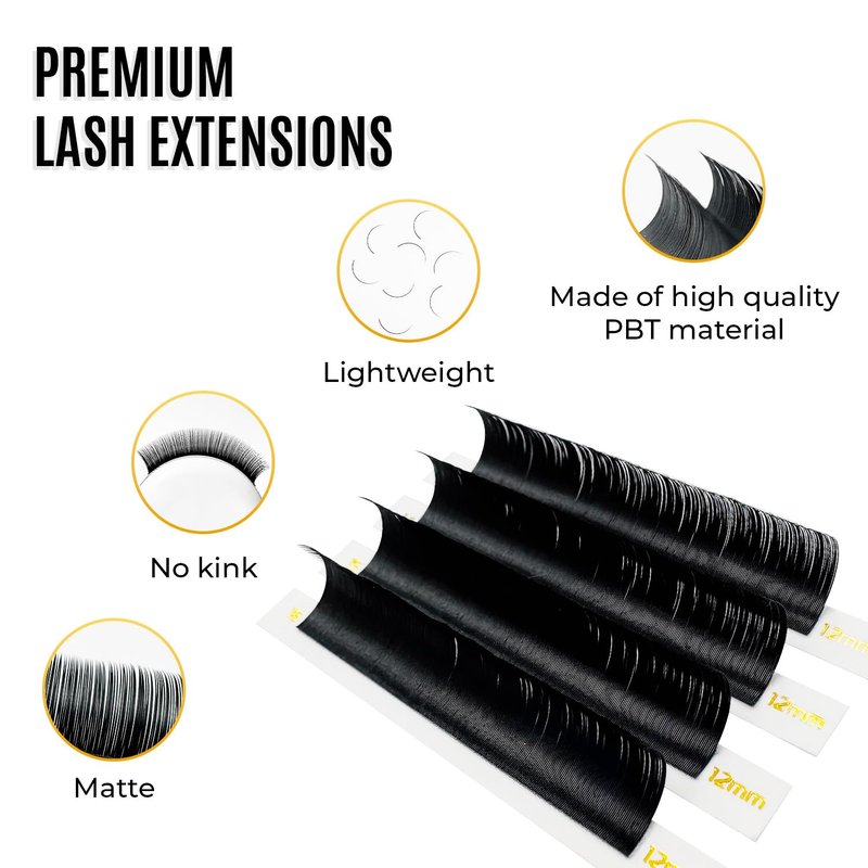 Mink Eyelash Extensions - Semi-Permanent Individual Lashes | Classic & Volume | J-0.05-MIX 8-15