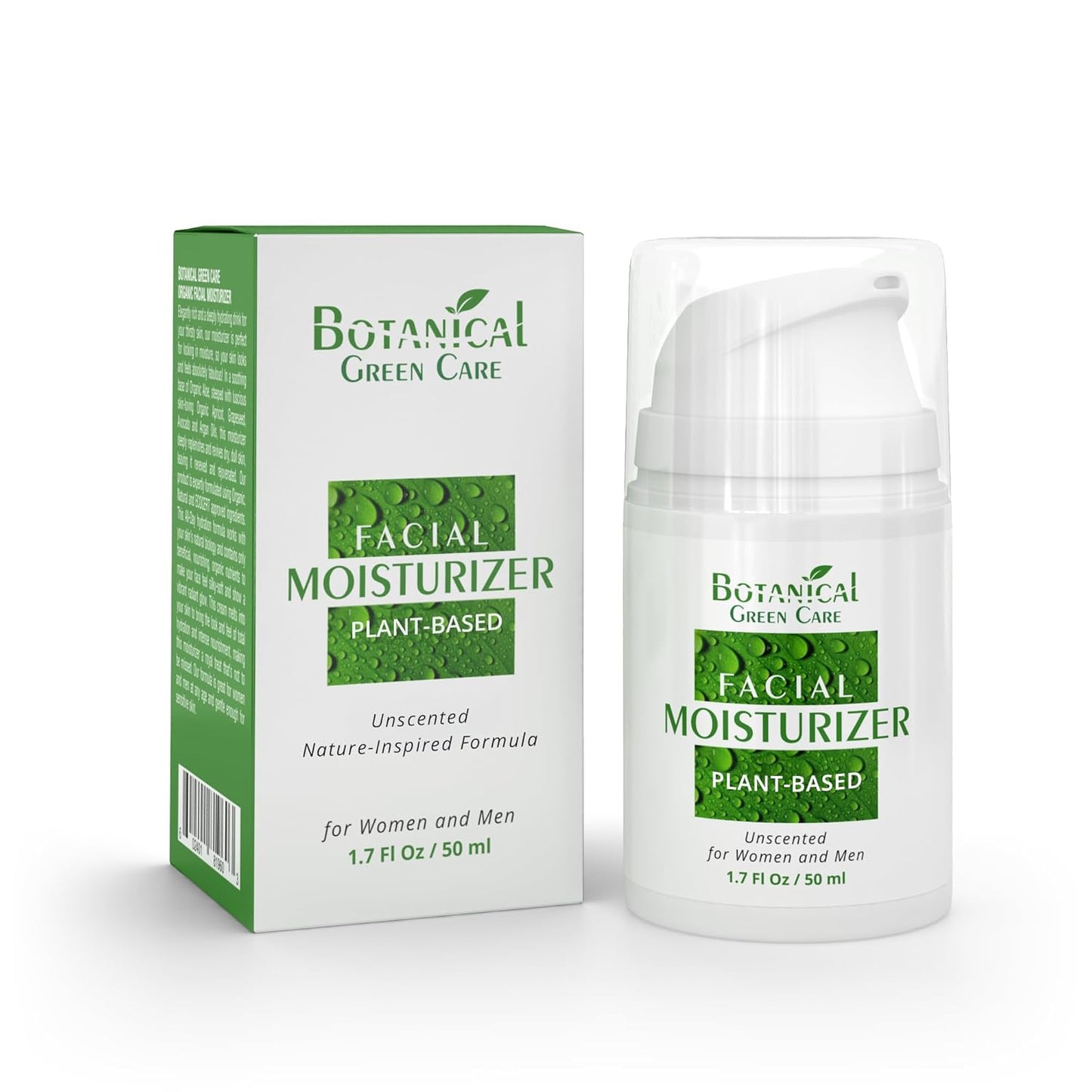 Botanical Green Care Plant-Based Facial Moisturizer - Natural Anti-Aging Cream for Sensitive & Dry Skin | 4 oz