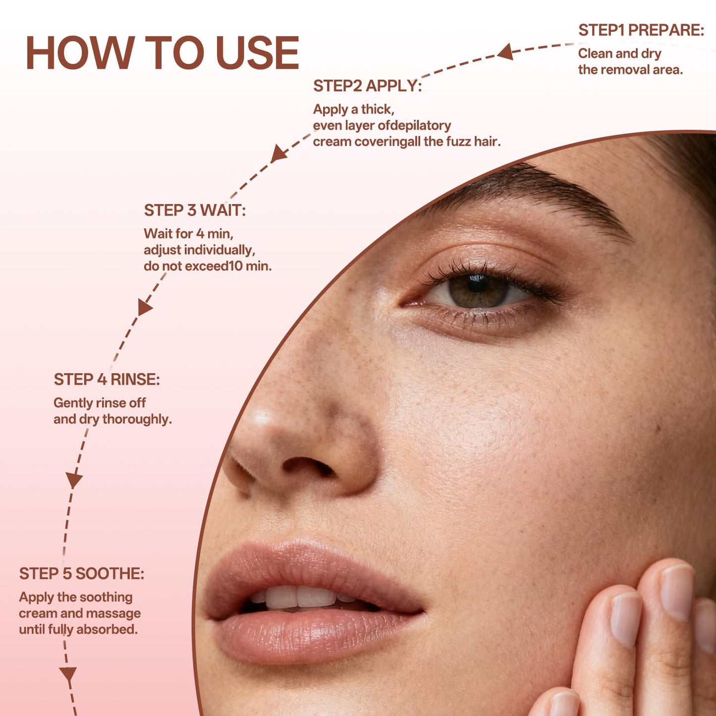 Facial Hair Removal Cream for Women, Painless & Flawless Depilatory Cream for Face Upper Lip Chin Hair Remover, Gentle Formula for Sensitive Skin (1 pcs)