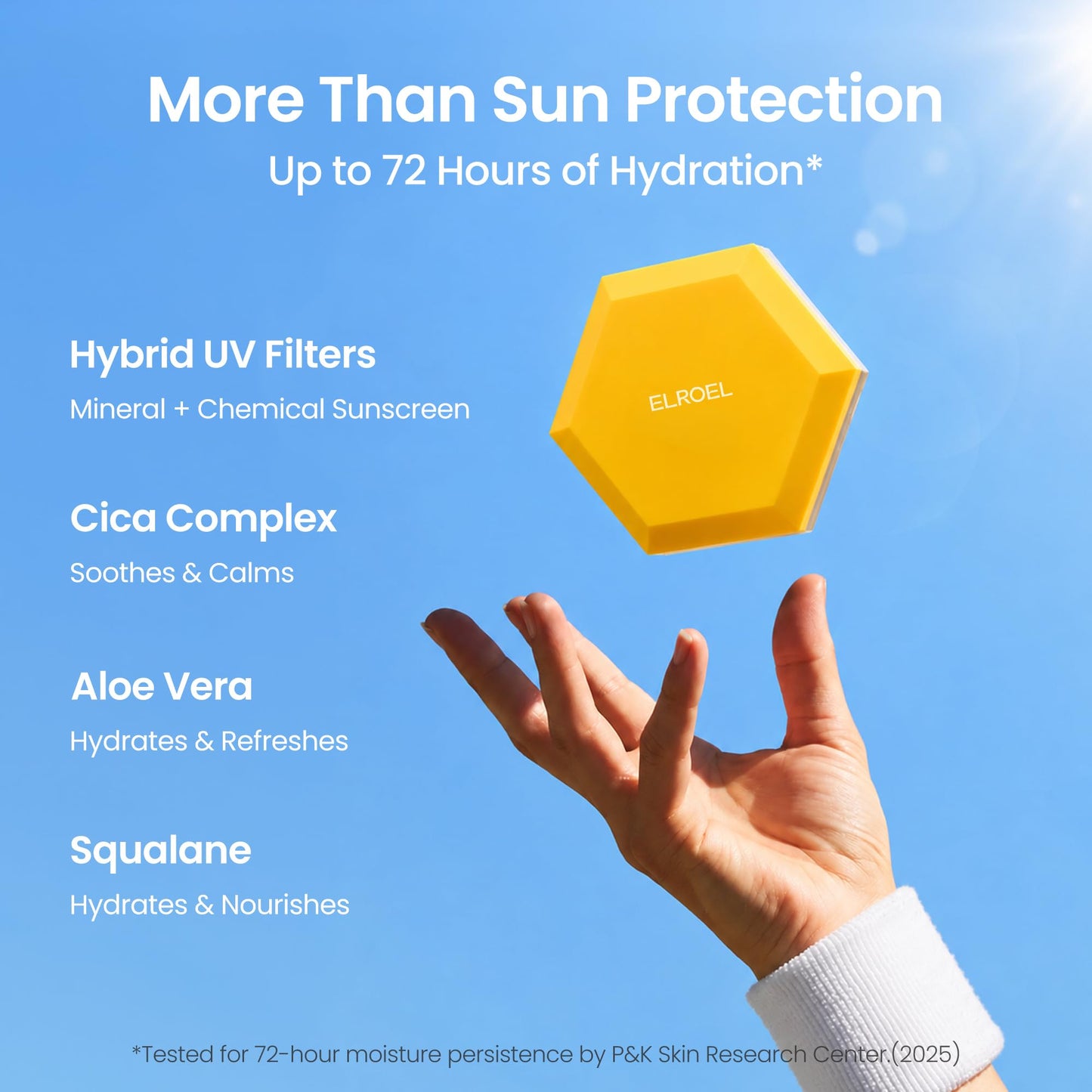ELROEL Pang Pang Big Sun Cushion Plus - Broad Spectrum SPF 50 Face Sunscreen with 72-Hour Hydration & Cooling Effect - Sweat, Sand, Dirt & Water-Resistant - Hypoallergenic Korean Skin Care 0.88 oz